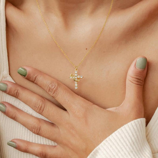 (🔥Last Day Promotion-49%OFF)💫Never Falling Crown Cross Necklace👑